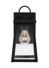 Generation - Designer 8548401EN7-12 - Founders modern 1-light LED outdoor exterior small wall lantern sconce in black finish with clear gl