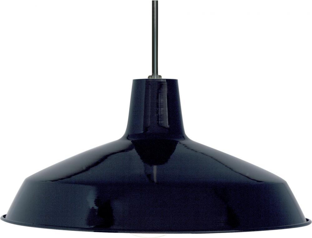 1 Light - 16" Pendant with Warehouse Shade - Black Finish