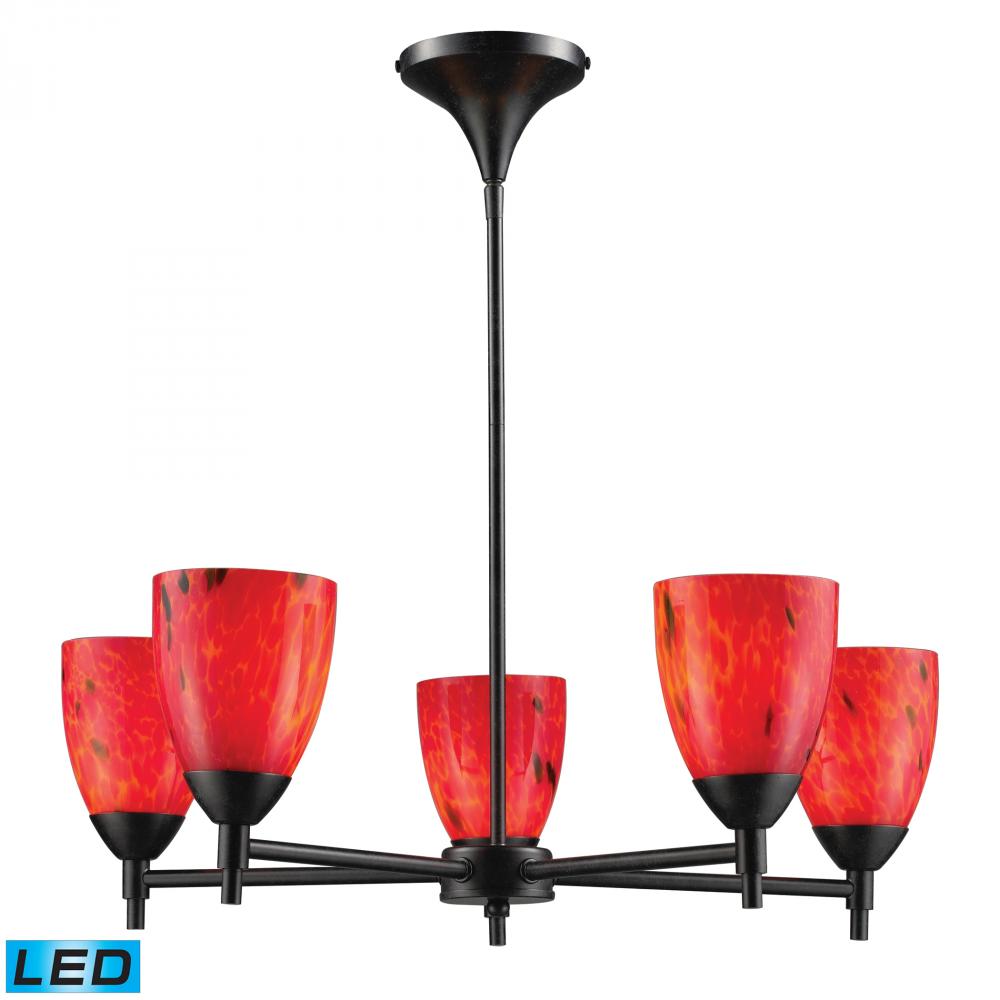 Celina 5 Light LED Chandelier In Dark Rust And F