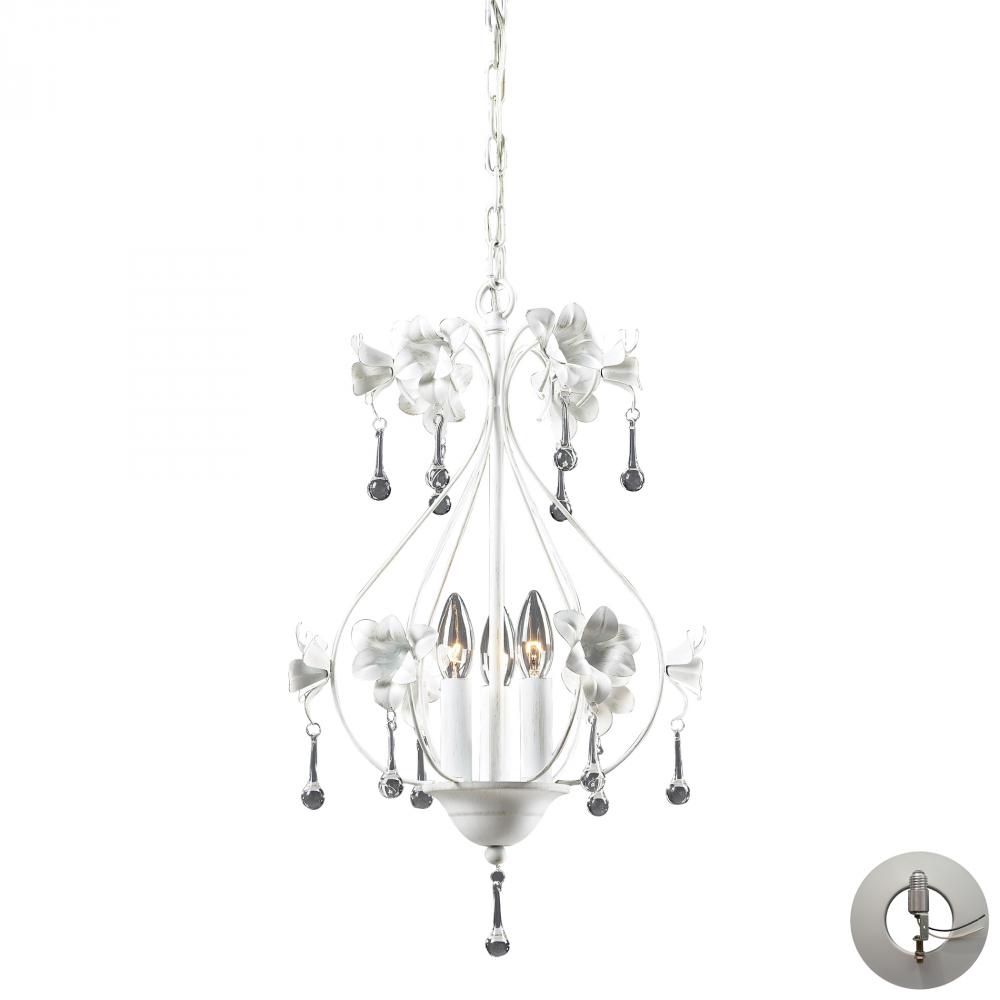 Three Light Antique White Up Chandelier