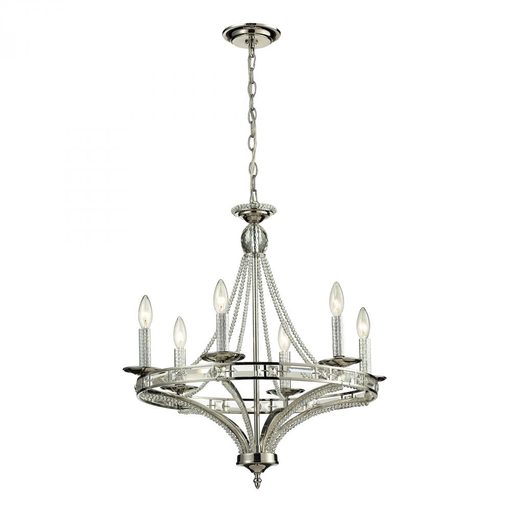 Aubree 6-Light Chandelier in Polished Nickel