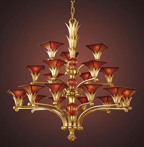 21 Light Chandelier In Solid Brass Gold Leaf