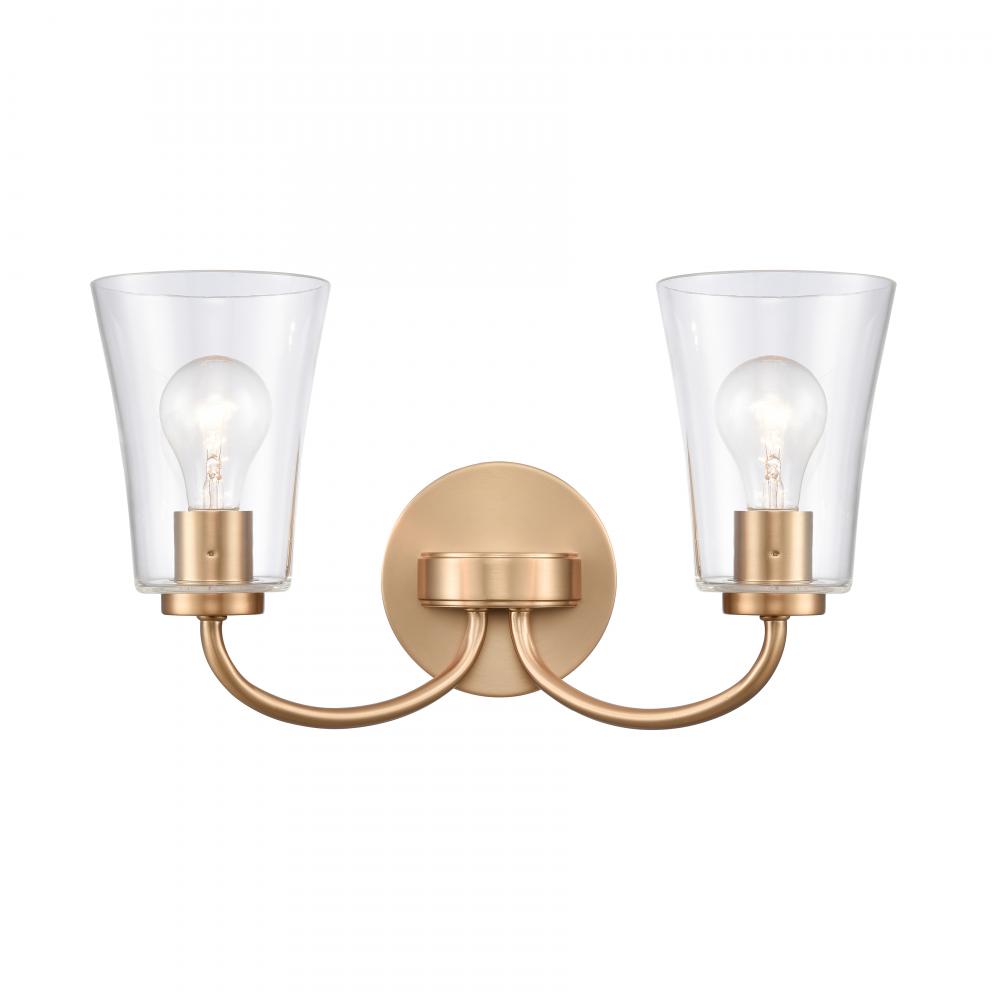 Emily 17'' Wide 2-Light Vanity Light - Brushed Gold