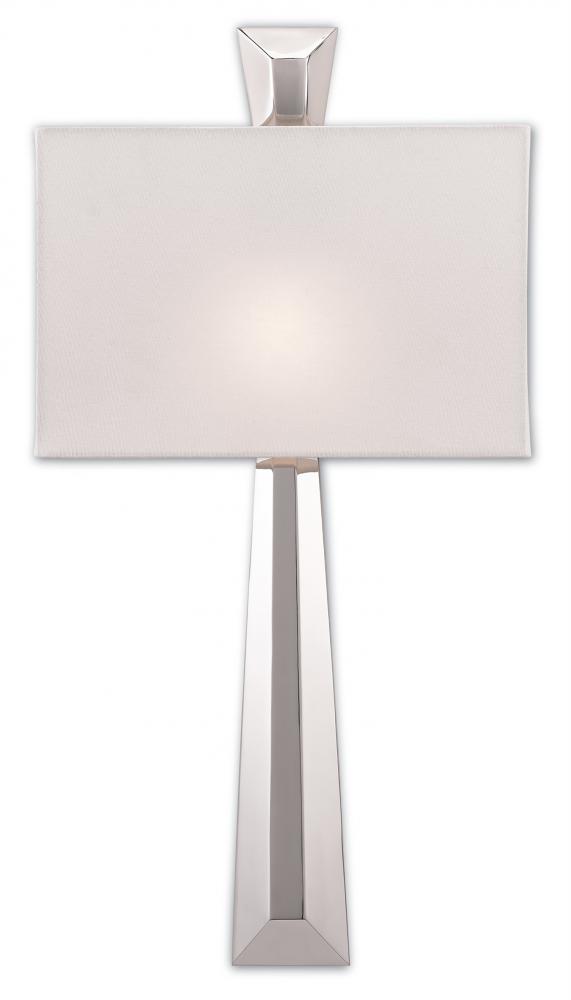 Arno Nickel Wall Sconce, White Shade