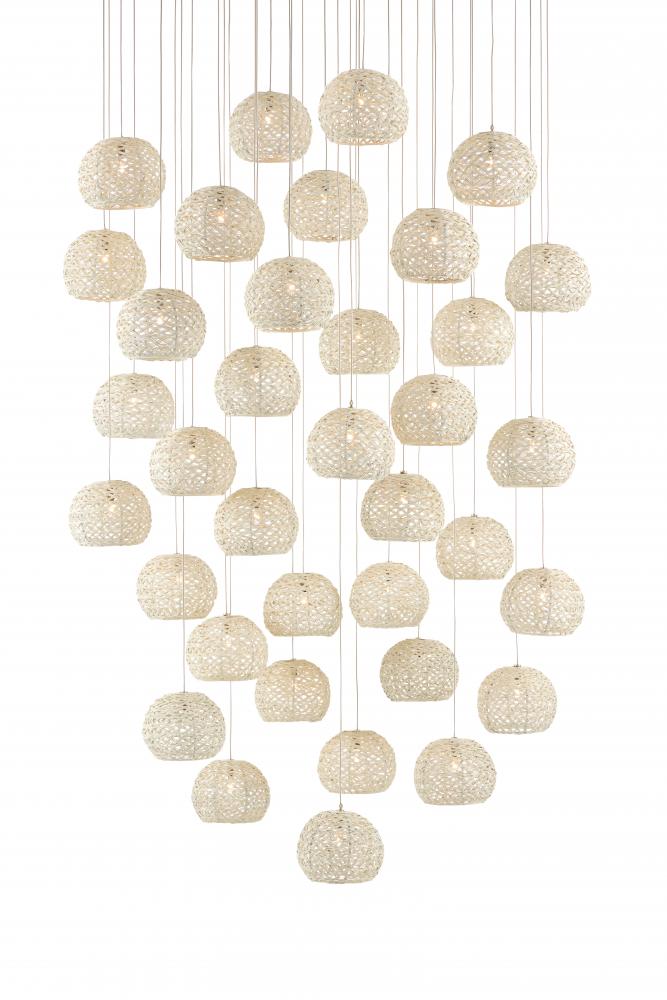 Piero White 36-Light Round Multi-Drop Pendant