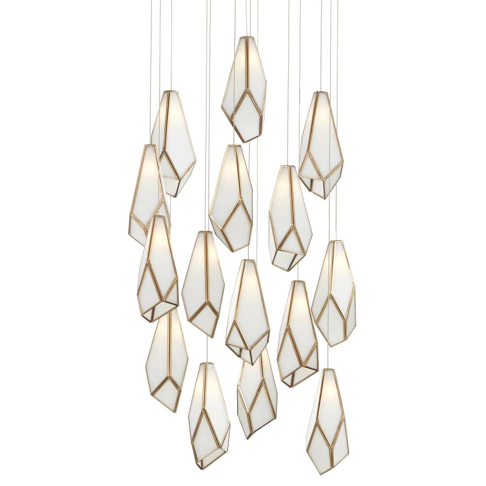 Glace White 15-Light Round Multi-Drop Pendant