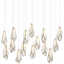 Currey 9000-1037 - Glace White 15-Light Linear Multi-Drop Pendant