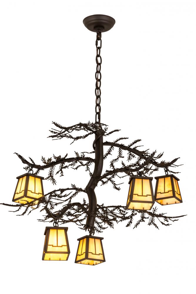 29"W Pine Branch Valley View 5 LT Chandelier