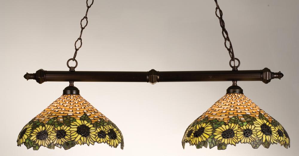 39"L Wicker Sunflower 2 LT Island Pendant