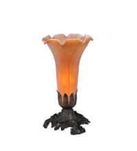 Meyda White 11244 - 8" High Amber Pond Lily Victorian Mini Lamp