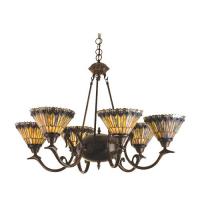 Meyda White 16099 - 33"W Tiffany Jeweled Peacock 6 LT Chandelier