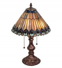 Meyda White 217002 - 19" High Tiffany Jeweled Peacock Accent Lamp