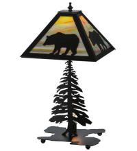 Meyda White 32552 - 21.5" High Lone Bear W/Lighted Base Table Lamp